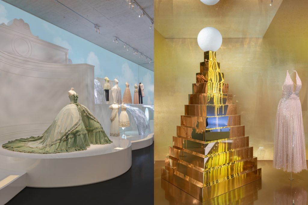 The mirrored golden sculpture on the right by Chinese artist Gao Weigang, named ‘Elle’, is inspired by Dior’s iconic ‘J’adore’ perfume bottle. (details here)